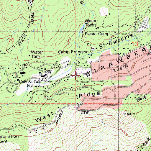 Topographic Map of Camp Emerson, CA