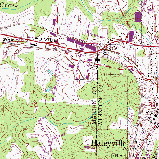 Topographic Map of Burnett Cemetery, AL