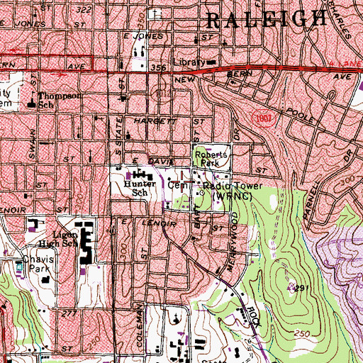 Topographic Map of Raleigh National Cemetery, NC