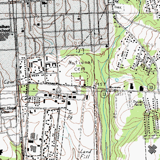 Topographic Map of Florence National Cemetery, SC