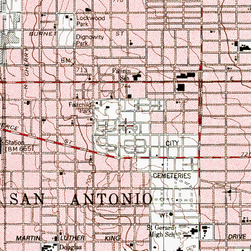 Topographic Map of San Antonio National Cemetery, TX