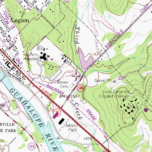 Topographic Map of Kerrville National Cemetery, TX