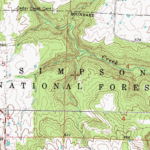 Topographic Map of Cedar Wonders Arch, IL