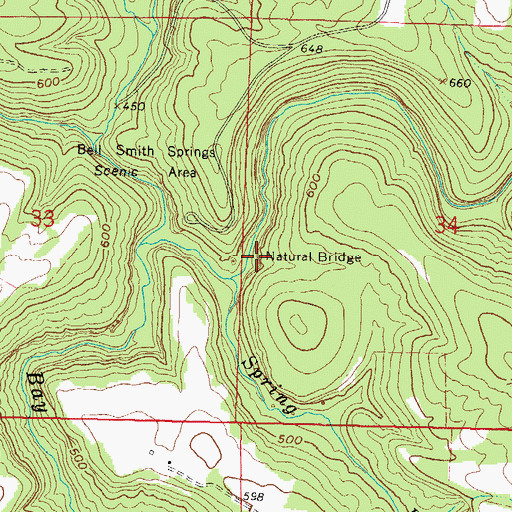 Topographic Map of Bell Smith Natural Bridge, IL