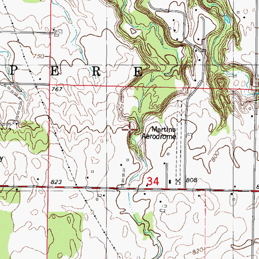 Topographic Map of Fonferek Glen Natural Arch, WI