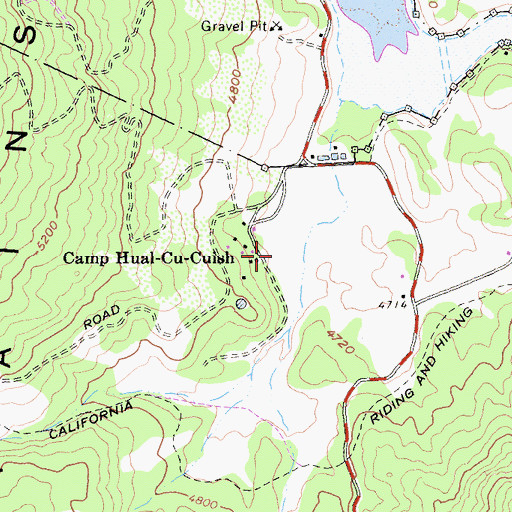 Topographic Map of Camp Hual-Cu-Cuish, CA