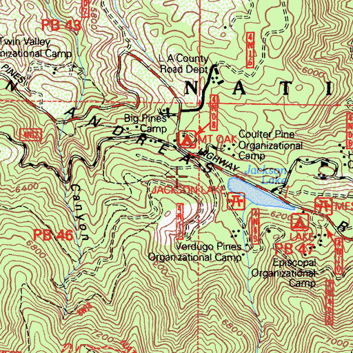 Topographic Map of Camp Junipero Serra, CA