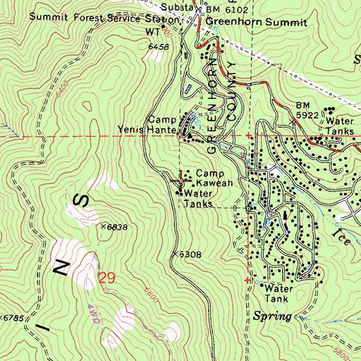 Topographic Map of Camp Kaweah, CA