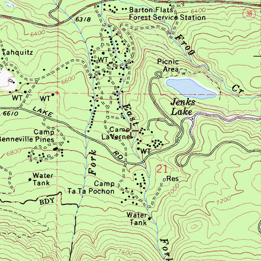 Topographic Map of Camp LaVerne, CA