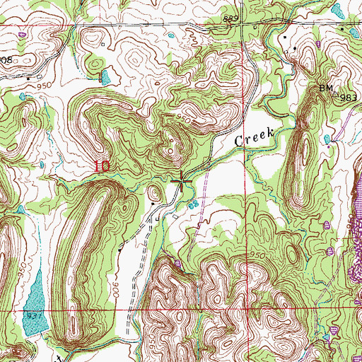 Topographic Map of Horseshoe Creek, OK