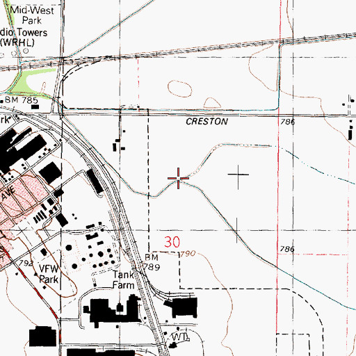 Topographic Map of Hilb Ditch, IL