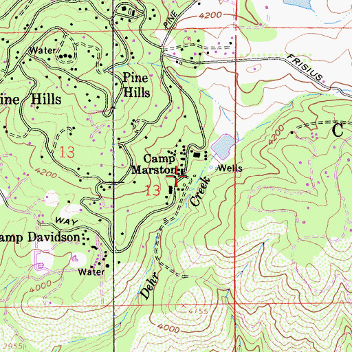 Topographic Map of Camp Marston, CA