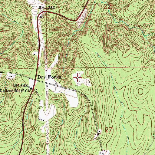 Topographic Map of Dry Fork Plantation, AL