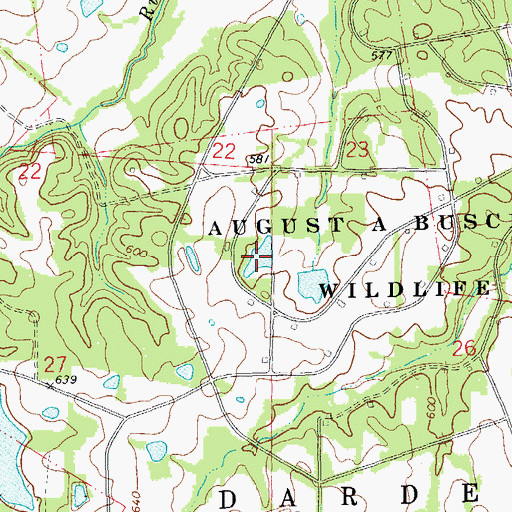 Topographic Map of August A Busch Lake Number 19, MO