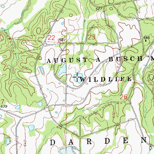 Topographic Map of August A Busch Lake Number 20, MO