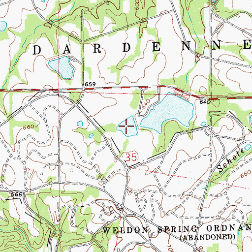 Topographic Map of August A Busch Lake Number 32, MO