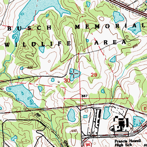 Topographic Map of August A Busch Lake Number 30, MO