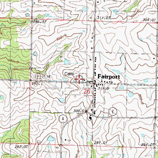 Topographic Map of Fairport Cemetery, MO