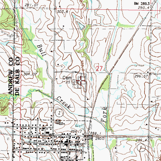 Topographic Map of Union Star Cemetery, MO