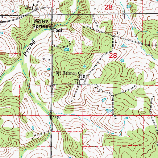 Topographic Map of Mount Hermon Cemetery, MO
