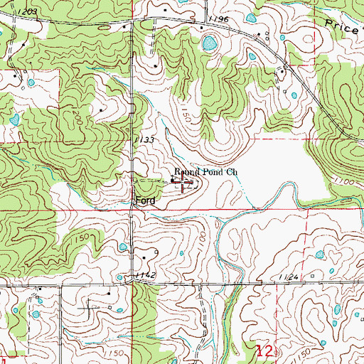 Topographic Map of Round Pond Cemetery, MO