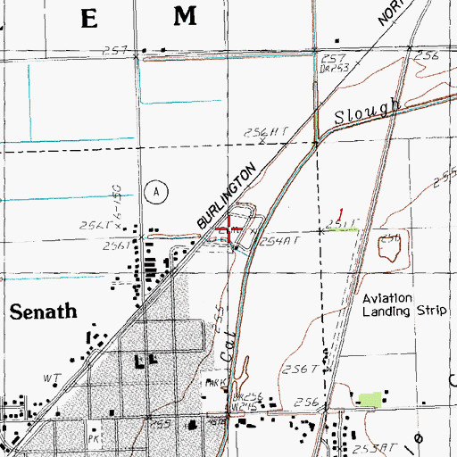 Topographic Map of Senath Cemetery, MO