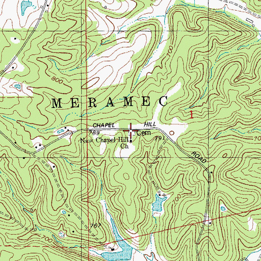 Topographic Map of New Chapel Hill Cemetery, MO