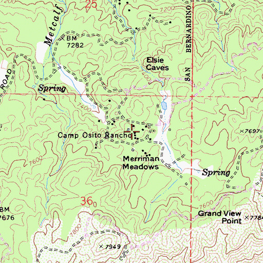 Topographic Map of Camp Osito Rancho, CA