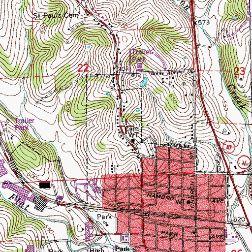 Topographic Map of Zion United Church of Christ Cemetery, MO