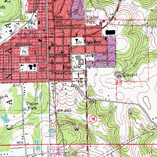 Topographic Map of Owensville City Cemetery, MO