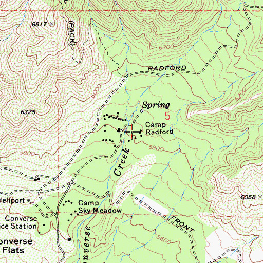 Topographic Map of Camp Radford, CA