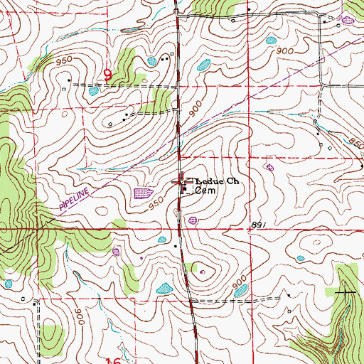 Topographic Map of LeDuc United Methodist Church Cemetery, MO