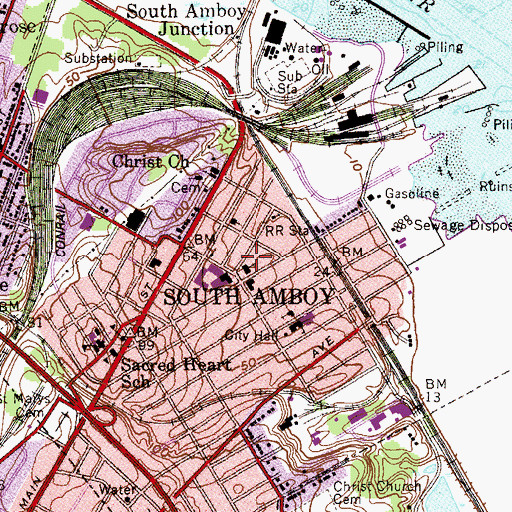 Topographic Map of Whitehead Dock, NJ