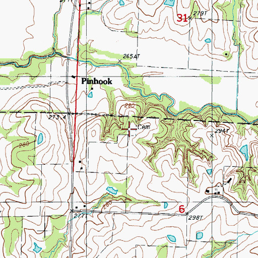 Topographic Map of Henton Cemetery, MO