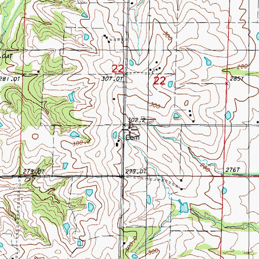 Topographic Map of New Friendship Cemetery, MO
