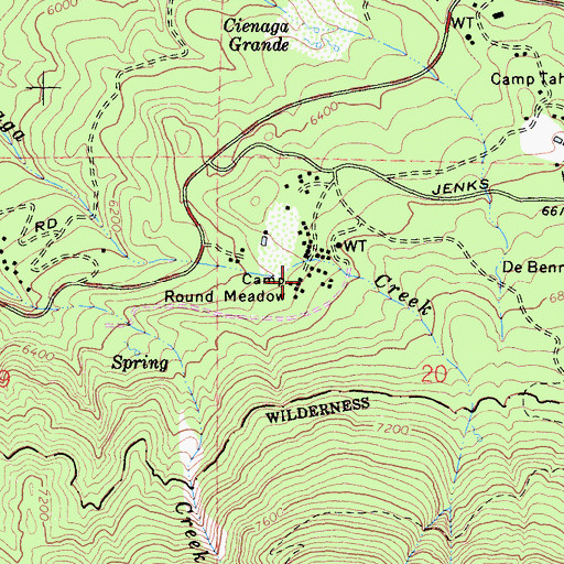 Topographic Map of Camp Round Meadow, CA