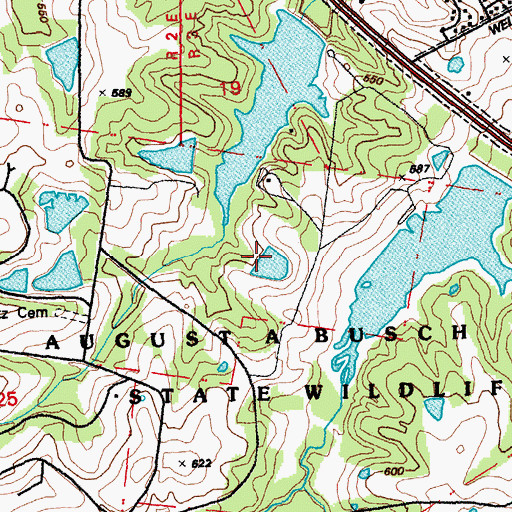 Topographic Map of August A Busch Lake Number 24 Dam, MO
