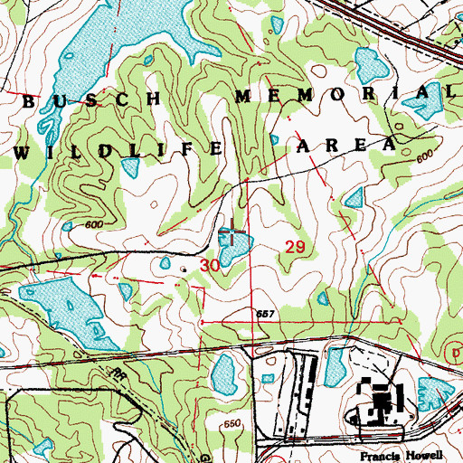 Topographic Map of August A Busch Lake Number 30 Dam, MO
