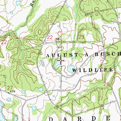 Topographic Map of August A Busch Lake Number 19 Dam, MO