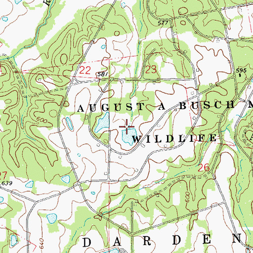 Topographic Map of August A Busch Lake Number 20 Dam, MO