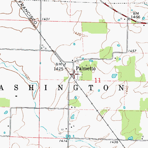 Topographic Map of Palmetto Cemetery, MO