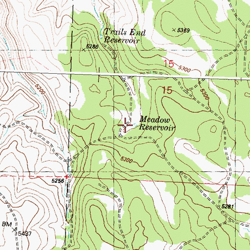 Topographic Map of Meadow Reservoir, OR