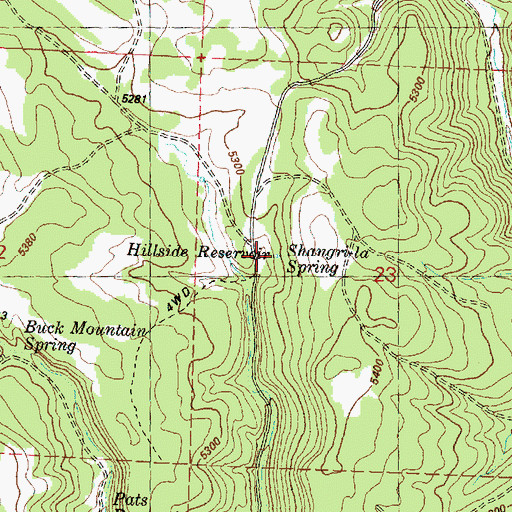 Topographic Map of Hillside Reservoir, OR