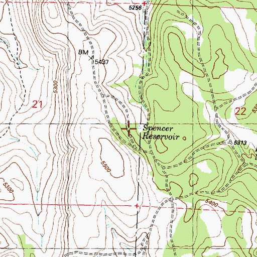 Topographic Map of Spencer Reservoir, OR
