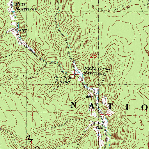 Topographic Map of Jacks Camp Reservoir, OR