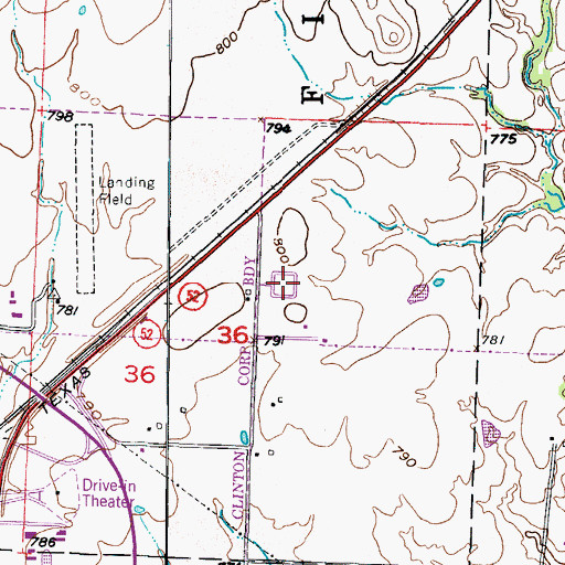 Topographic Map of Clinton Memory Gardens, MO