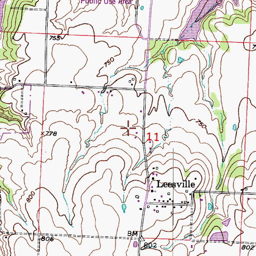 Topographic Map of Tebo Church Cemetery, MO
