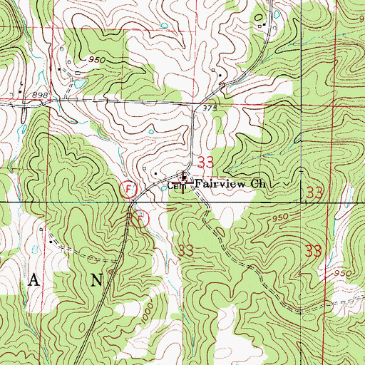 Topographic Map of Fairview Cemetery, MO