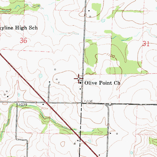 Topographic Map of Olive Point Cemetery, MO