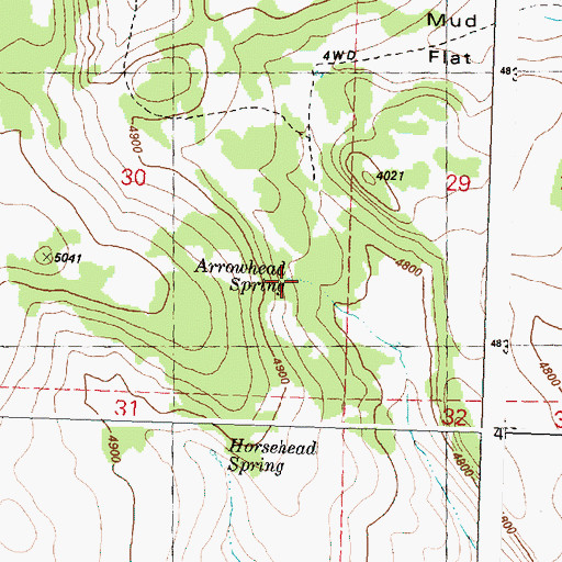 Topographic Map of Arrowhead Spring, OR